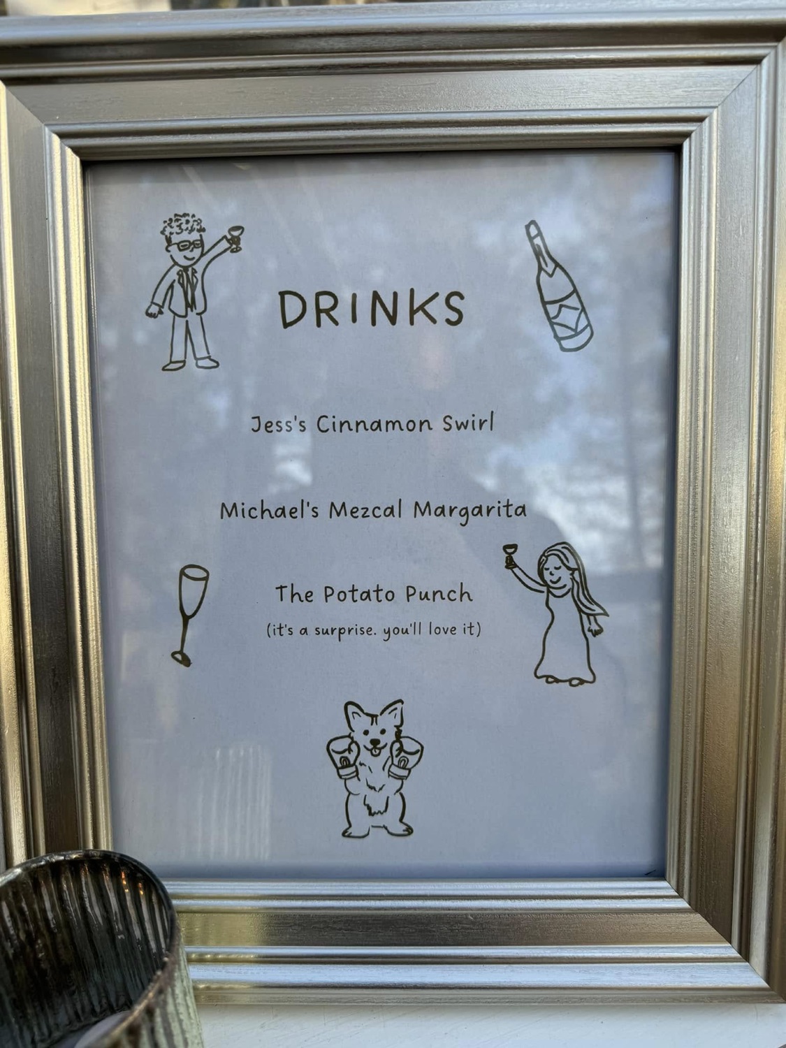 Handwritten signature cocktail menu for Sips mobile bar catering in Central Oregon